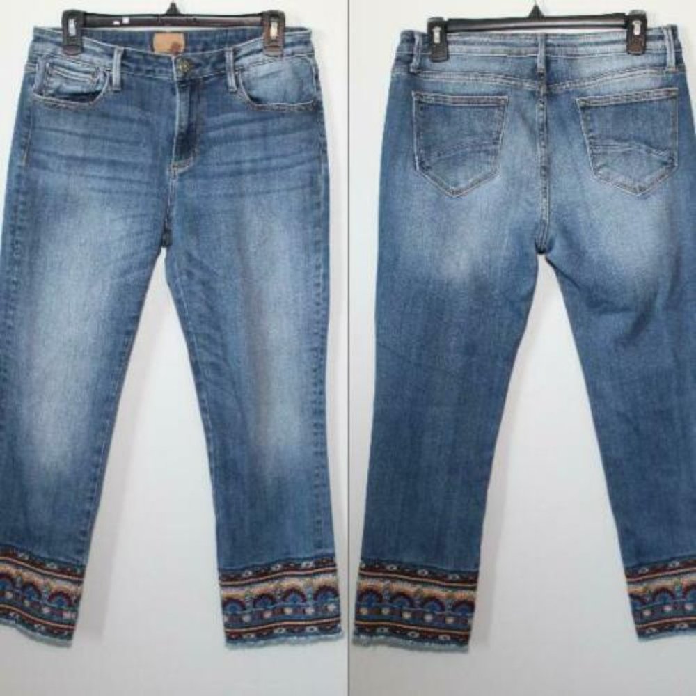 Driftwood Boho Embroidered Hem Colette Jeans Medium Wash Women's Size 29 H12272 - Picture 9 of 9